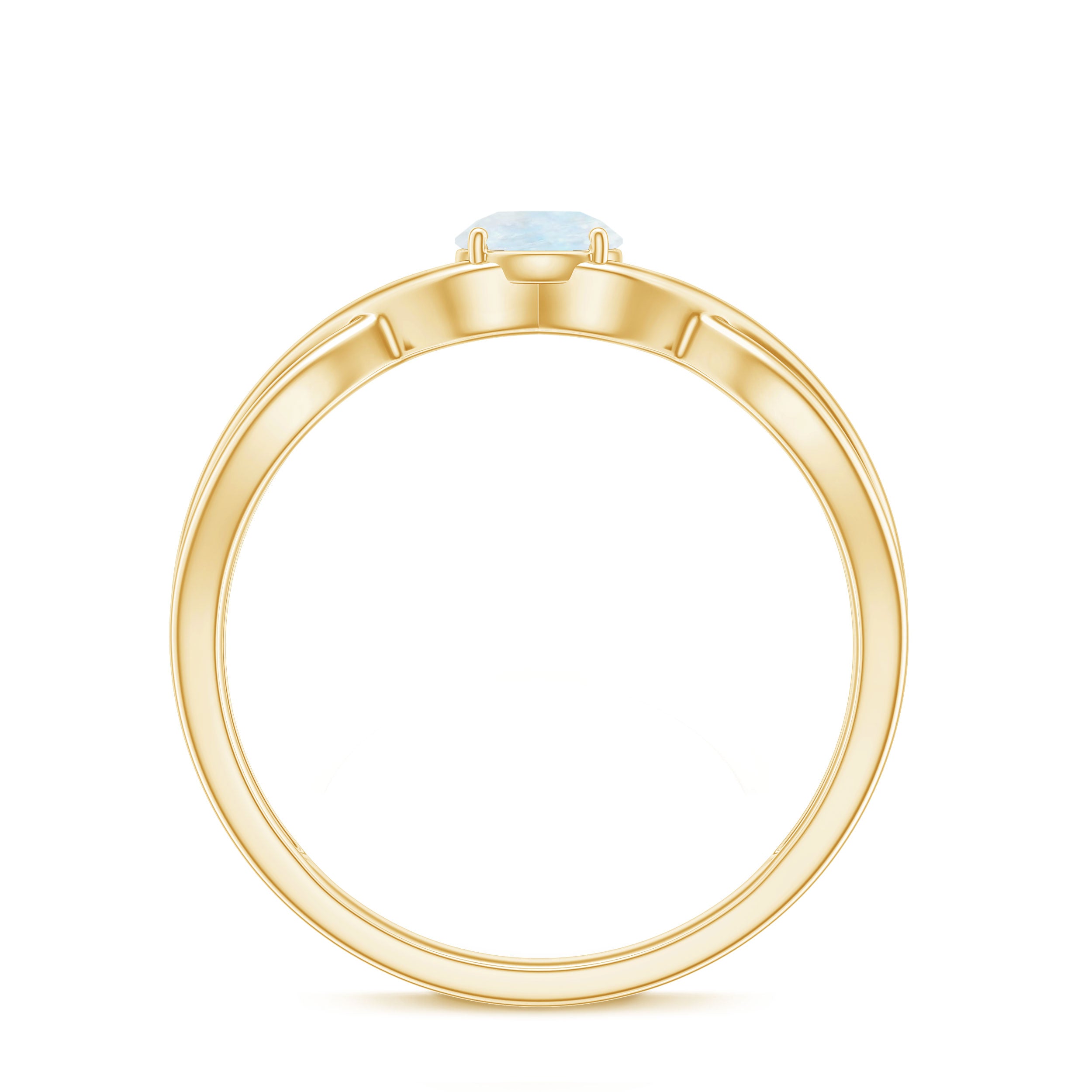 Rosec Jewels-Round Moonstone Solitaire Promise Ring in Crossover Shank