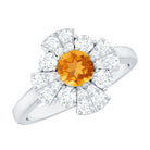 Rosec Jewels-Vintage Looking Citrine Flower Engagement Ring with Certificate