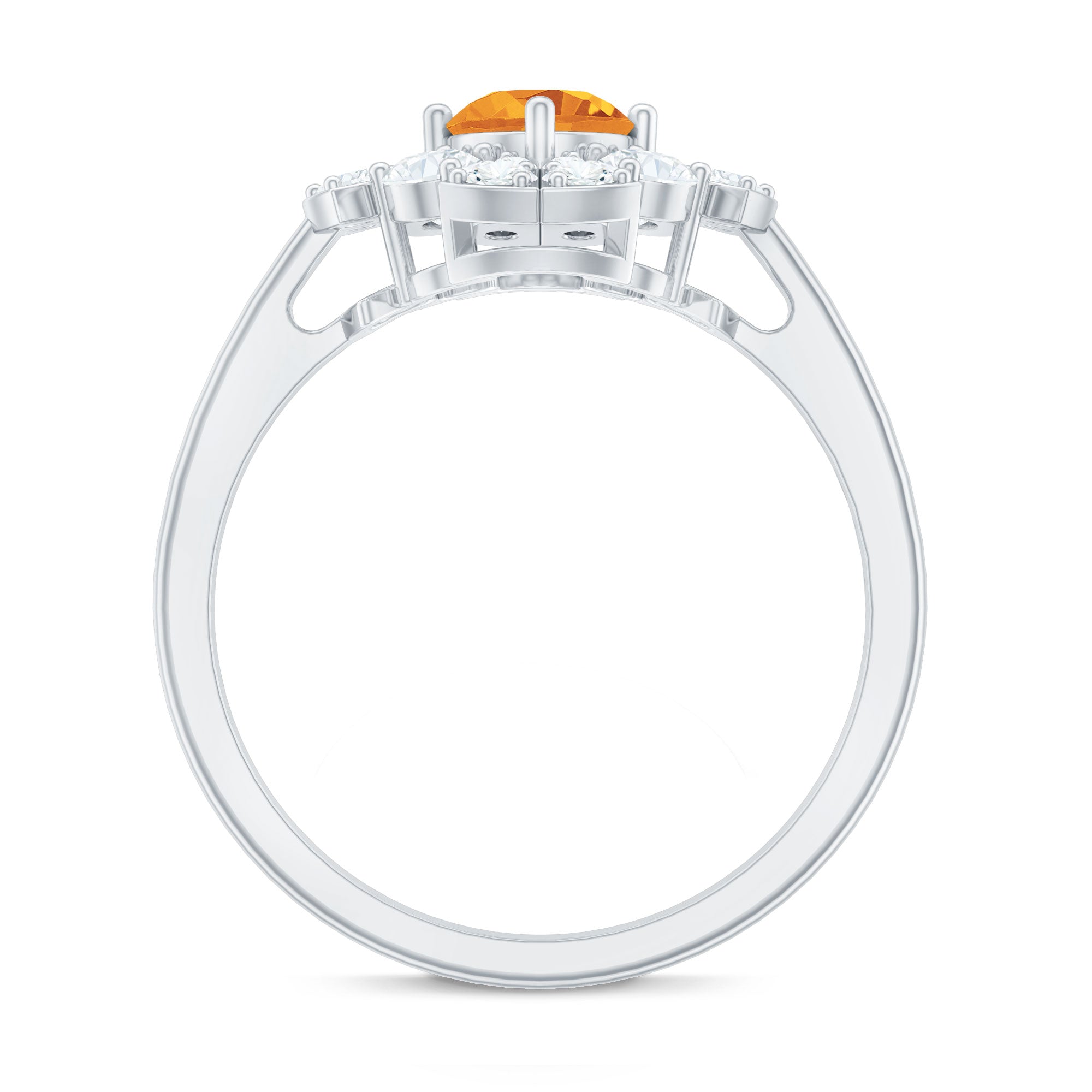 Rosec Jewels-Vintage Looking Citrine Flower Engagement Ring with Certificate