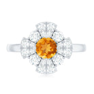 Rosec Jewels-Vintage Looking Citrine Flower Engagement Ring with Certificate