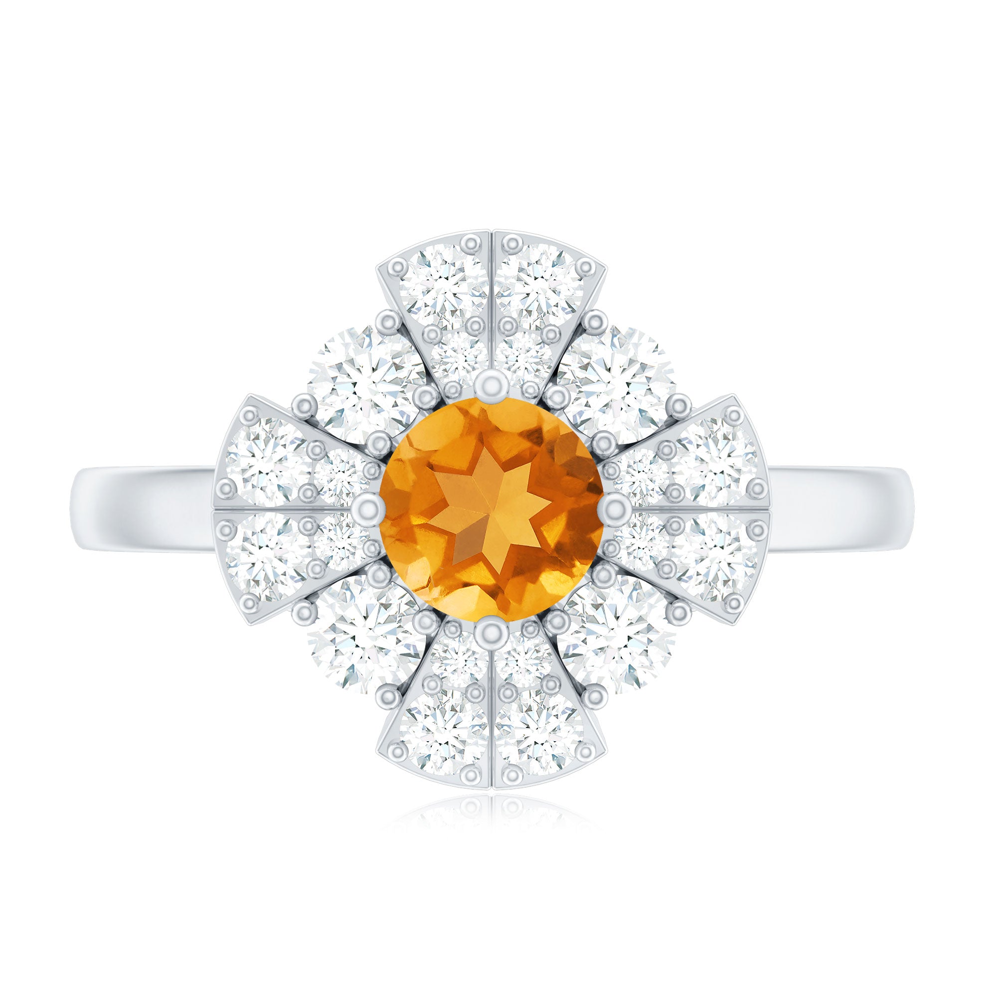 Rosec Jewels-Vintage Looking Citrine Flower Engagement Ring with Certificate