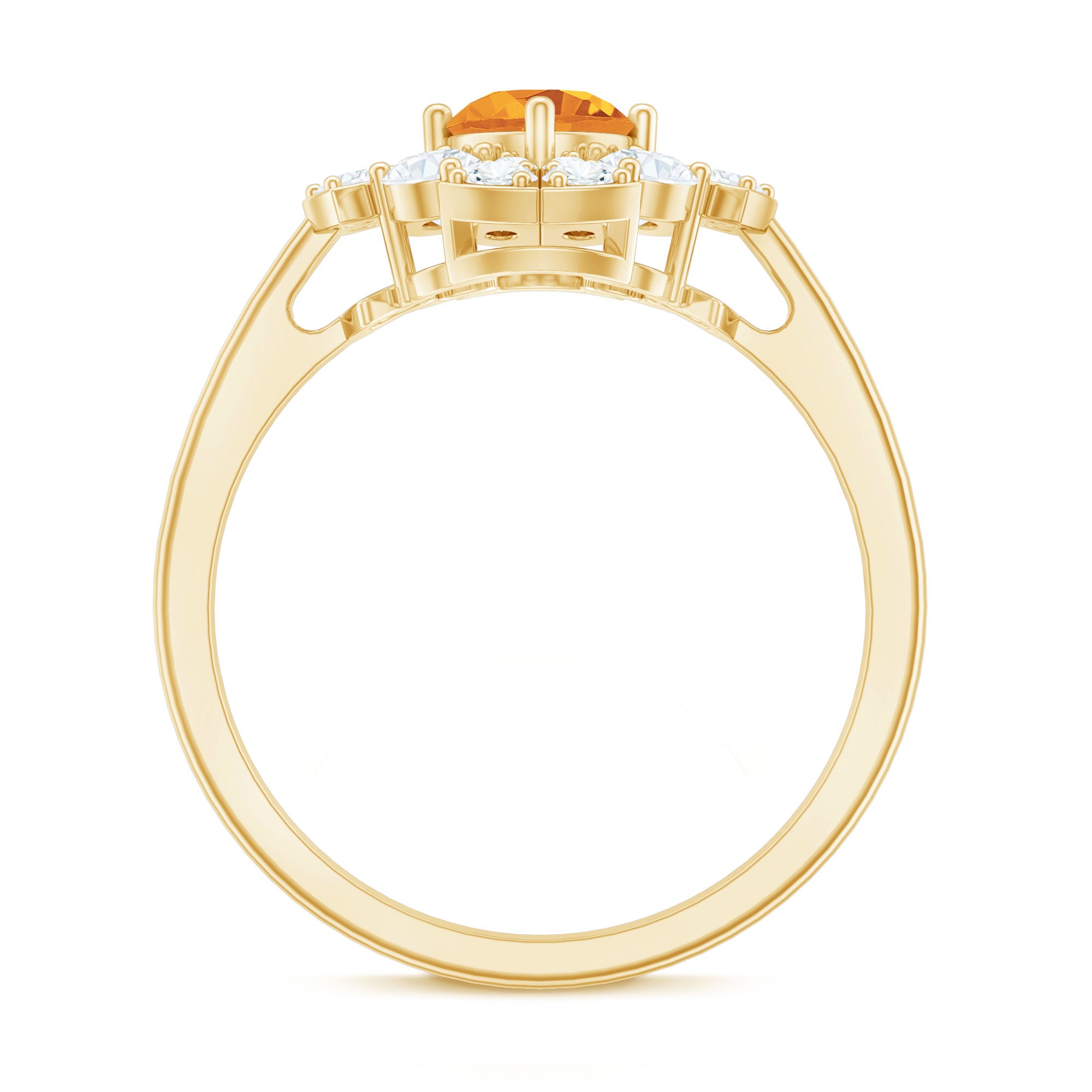 Rosec Jewels-Vintage Looking Citrine Flower Engagement Ring with Certificate