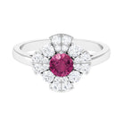 Rosec Jewels-Pink Tourmaline Flower Inspired Engagement Ring with Moissanite