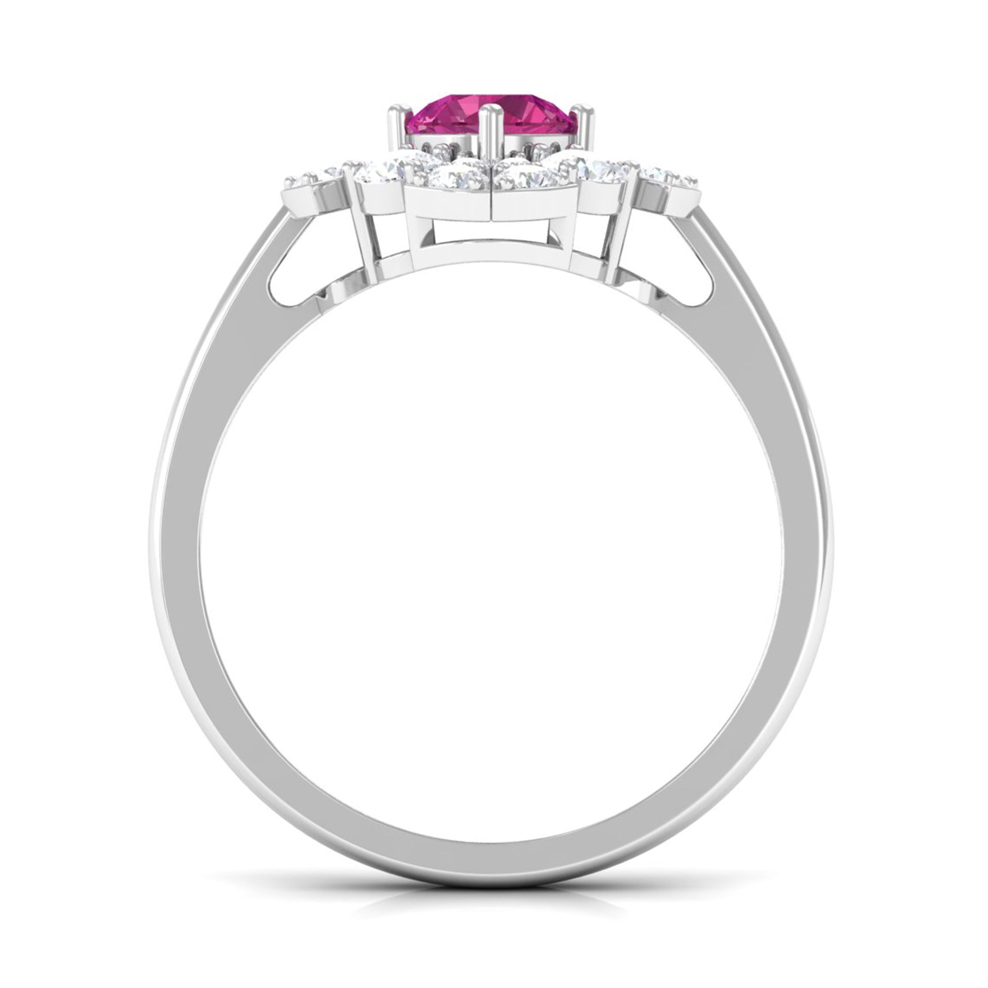 Rosec Jewels-Pink Tourmaline Flower Inspired Engagement Ring with Moissanite