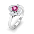 Rosec Jewels-Pink Tourmaline Flower Inspired Engagement Ring with Moissanite