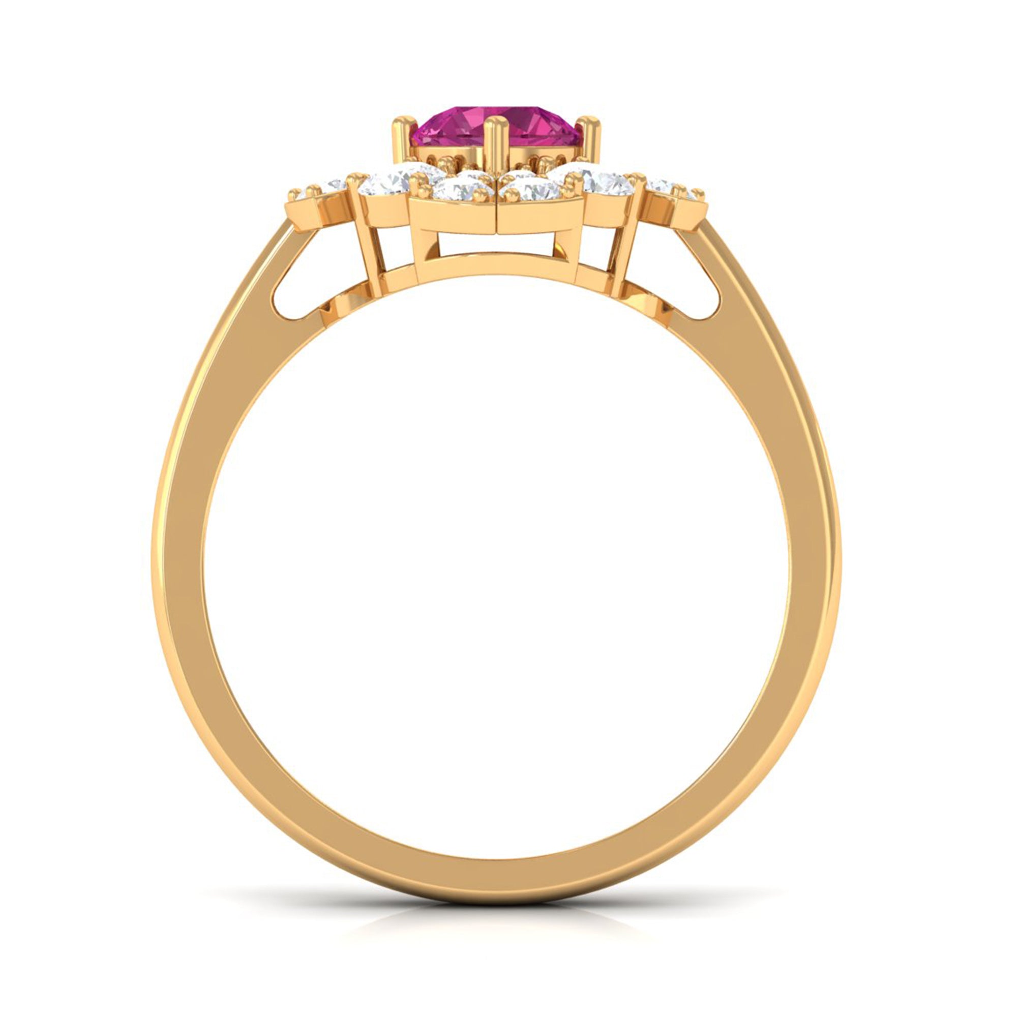 Rosec Jewels-Pink Tourmaline Flower Inspired Engagement Ring with Moissanite