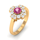 Rosec Jewels-Pink Tourmaline Flower Inspired Engagement Ring with Moissanite