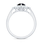 Rosec Jewels-Natural Black Spinel Flower Engagement Ring with Moissanite
