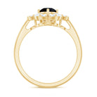 Rosec Jewels-Natural Black Spinel Flower Engagement Ring with Moissanite