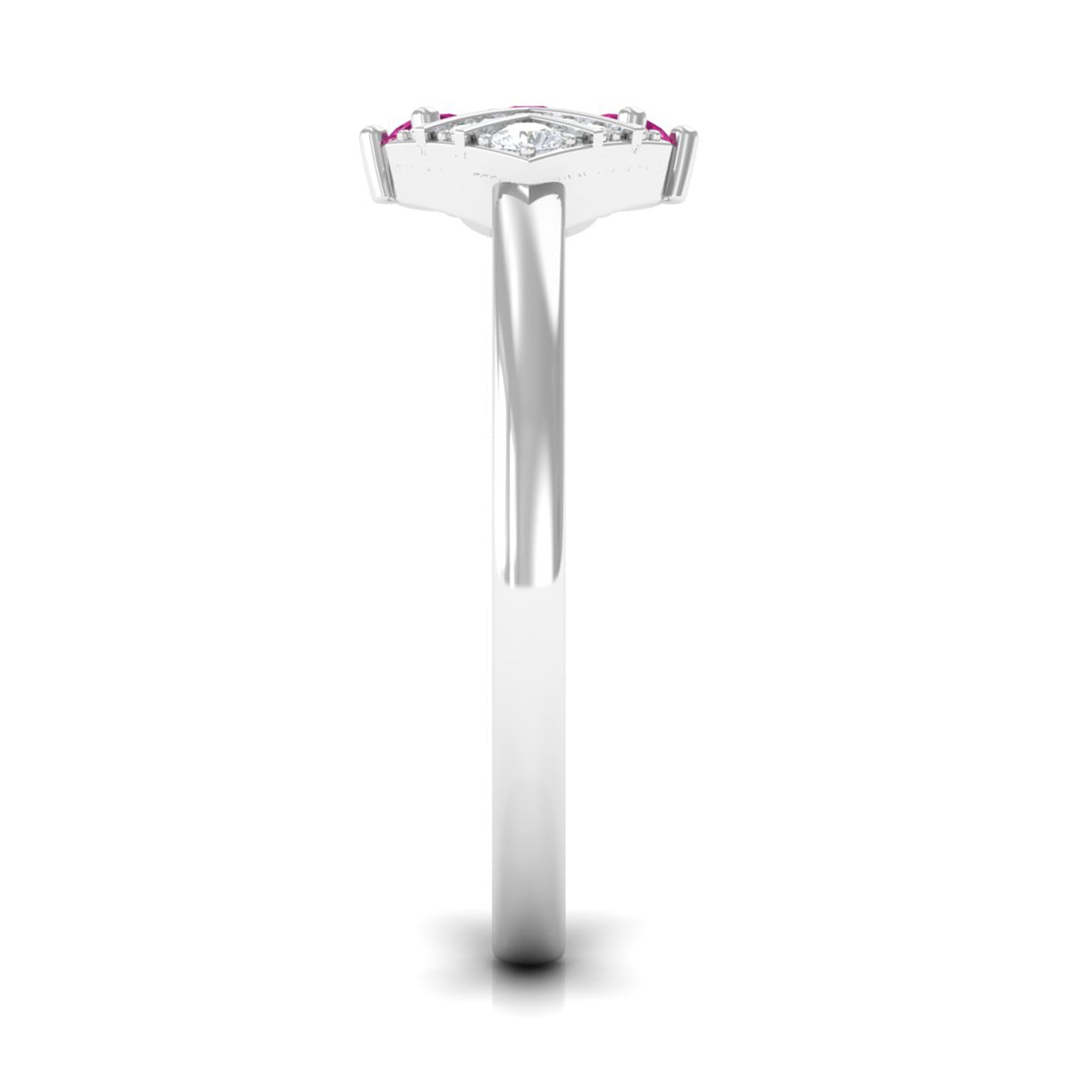 Rosec Jewels-Pink Tourmaline Art Deco Engagement Ring with Diamond