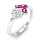 Rosec Jewels-Pink Tourmaline Art Deco Engagement Ring with Diamond