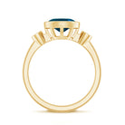Oval London Blue Topaz Bezel Set Engagement Ring with Diamond AAA - Rosec Jewels