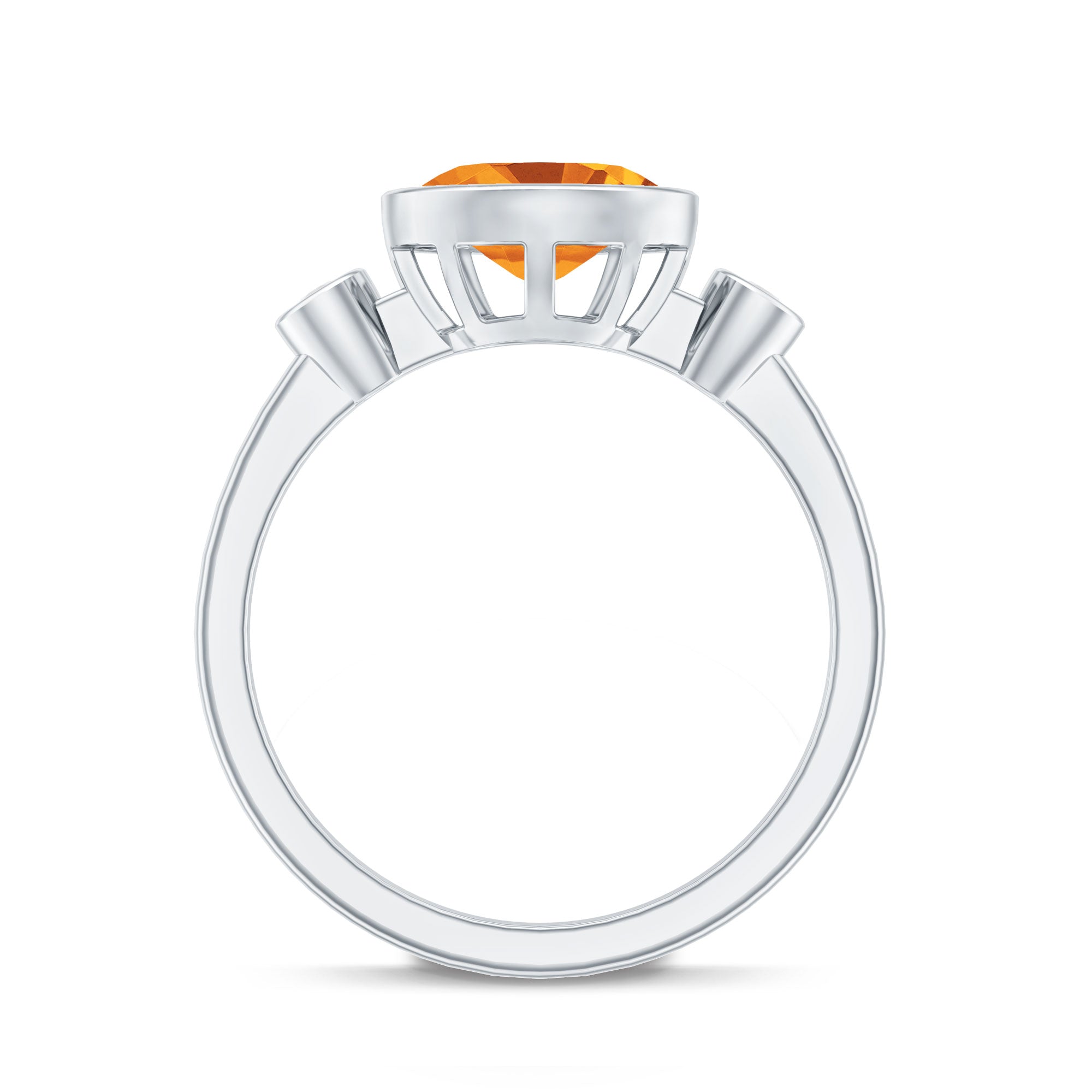 Rosec Jewels-Natural 6X8mm Citrine Diamond Oval Engagement Ring in Bezel Set