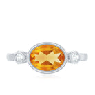 Rosec Jewels-Natural 6X8mm Citrine Diamond Oval Engagement Ring in Bezel Set