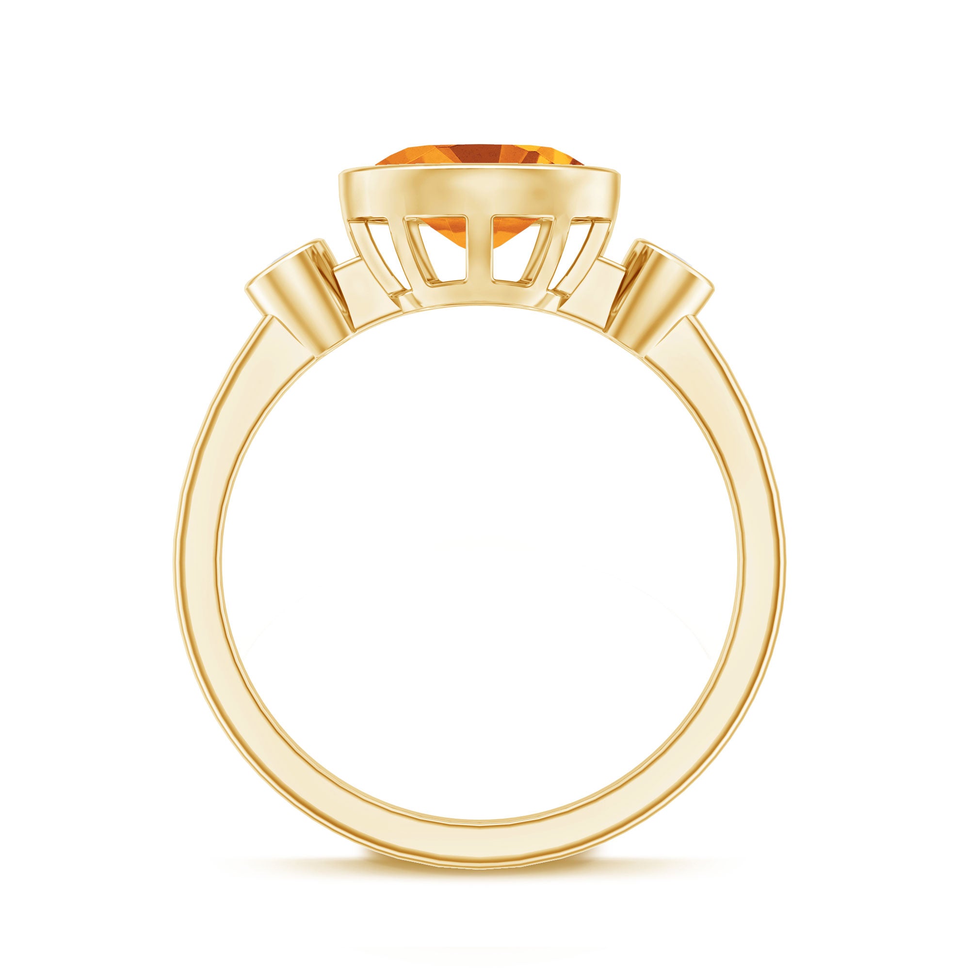 Rosec Jewels-Natural 6X8mm Citrine Diamond Oval Engagement Ring in Bezel Set