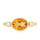 Rosec Jewels-Natural 6X8mm Citrine Diamond Oval Engagement Ring in Bezel Set
