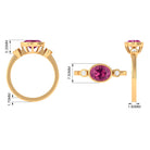 Pink Tourmaline Solitaire East West Ring with Diamond AAA - Rosec Jewels