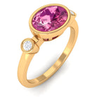 Pink Tourmaline Solitaire East West Ring with Diamond AAA - Rosec Jewels