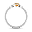 0.75 CT Pear Cut Citrine Promise Ring with Leaf Diamond AAA - Rosec Jewels