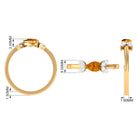 0.75 CT Pear Cut Citrine Promise Ring with Leaf Diamond AAA - Rosec Jewels