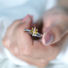 0.75 CT Designer Round Shape Citrine Ring with Diamond Stones Citrine - ( AAA ) - Quality - Rosec Jewels