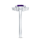 Rosec Jewels-Genuine 1 Carat Oval Amethyst Engagement Ring with Diamond