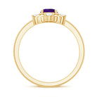 Rosec Jewels-Genuine 1 Carat Oval Amethyst Engagement Ring with Diamond