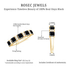 Asscher Cut Black Onyx and Diamond Classic Band Ring Black Onyx - ( AAA ) - Quality - Rosec Jewels