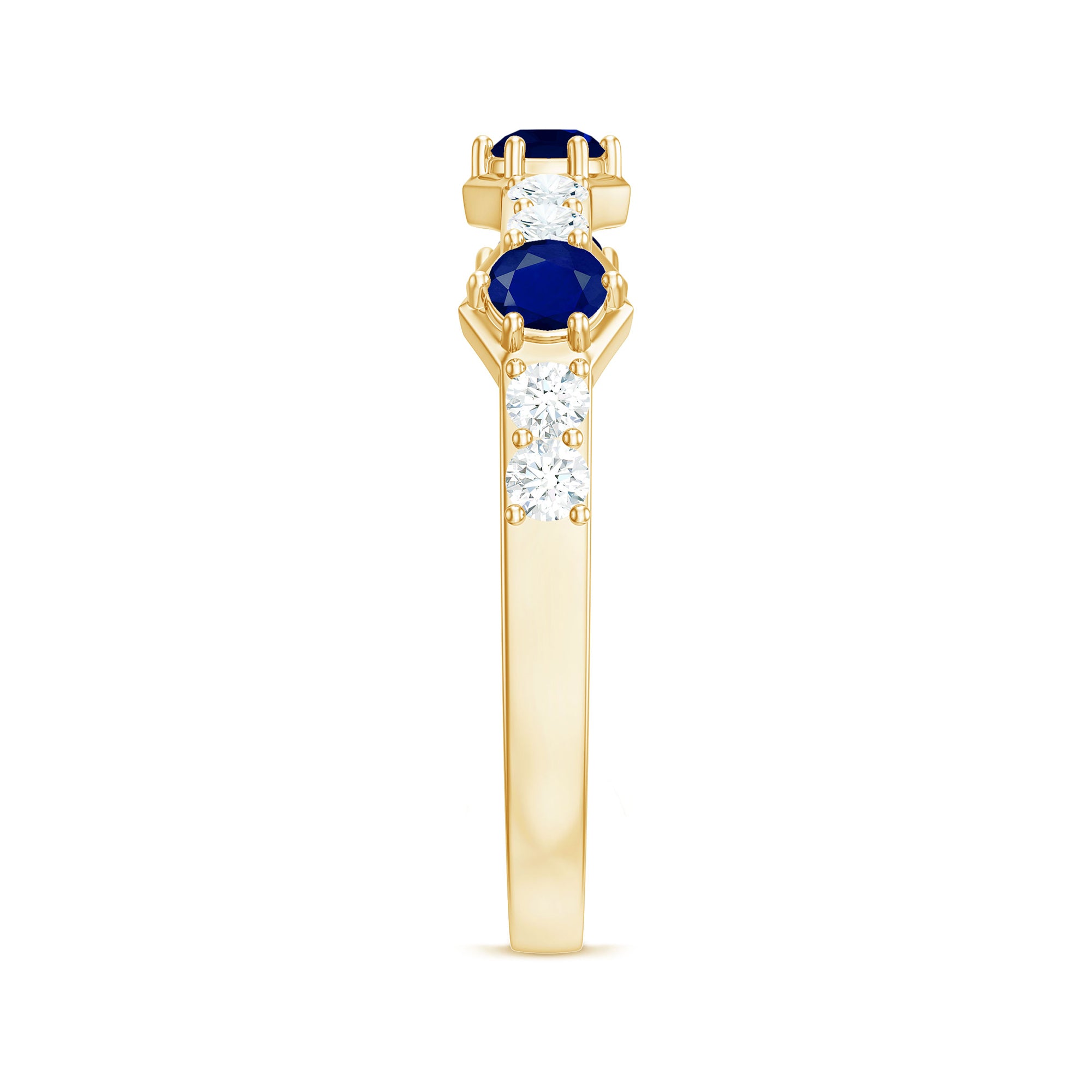 Rosec Jewels-Real Blue Sapphire Half Eternity Ring with Diamond