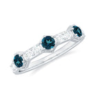 Certified London Blue Topaz Eternity Wedding Band with Diamond AAA - Rosec Jewels