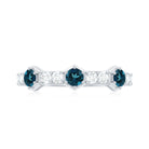 Certified London Blue Topaz Eternity Wedding Band with Diamond AAA - Rosec Jewels