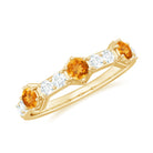 Genuine Citrine Diamond Half Eternity Ring for Anniversary AAA - Rosec Jewels
