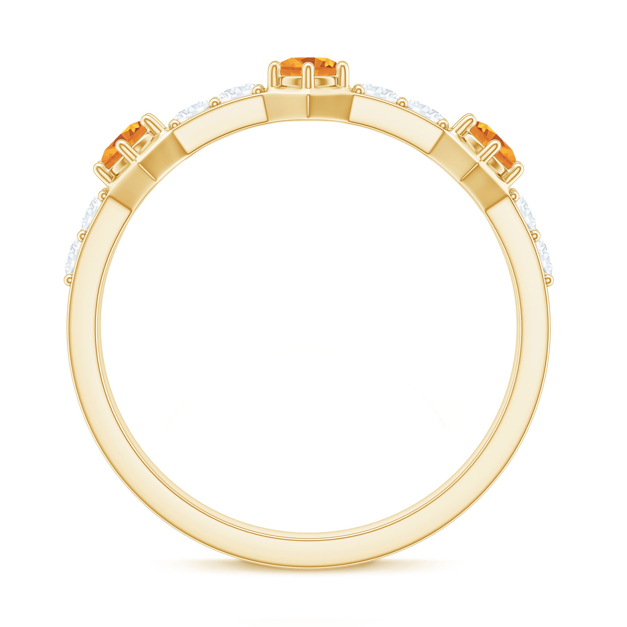 Genuine Citrine Diamond Half Eternity Ring for Anniversary AAA - Rosec Jewels