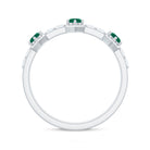Natural Emerald and Diamond Half Eternity Ring AAA - Rosec Jewels