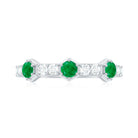 Natural Emerald and Diamond Half Eternity Ring AAA - Rosec Jewels