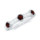Rosec Jewels-Real Red Garnet Diamond Half Eternity Ring for Anniversary