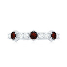 Rosec Jewels-Real Red Garnet Diamond Half Eternity Ring for Anniversary