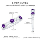 Rosec Jewels-Natural Amethyst Half Eternity Ring with Diamond