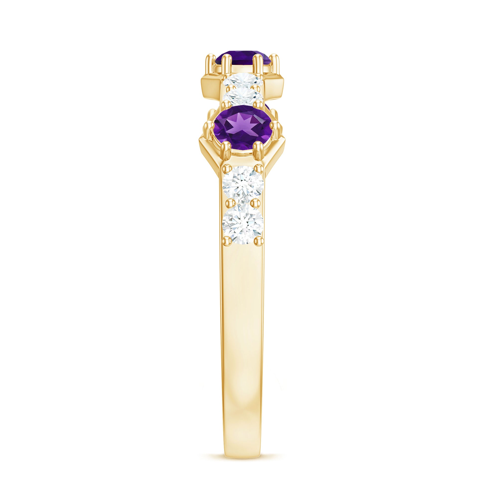 Rosec Jewels-Natural Amethyst Half Eternity Ring with Diamond