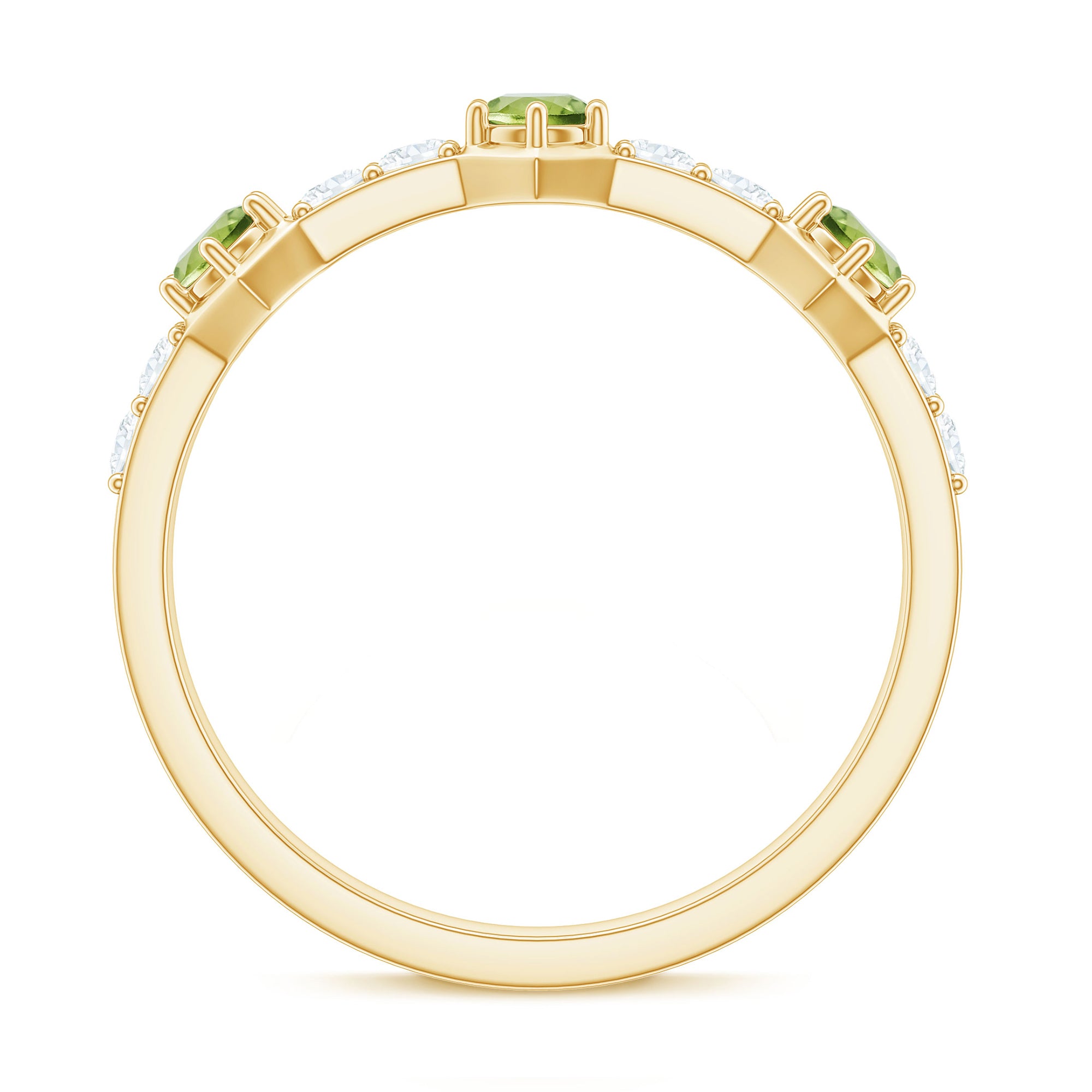 Natural Peridot Diamond Half Eternity Ring for Anniversary AAA - Rosec Jewels