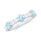 Rosec Jewels-Real Aquamarine and Diamond Half Eternity Ring