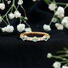 Rosec Jewels-Real Aquamarine and Diamond Half Eternity Ring