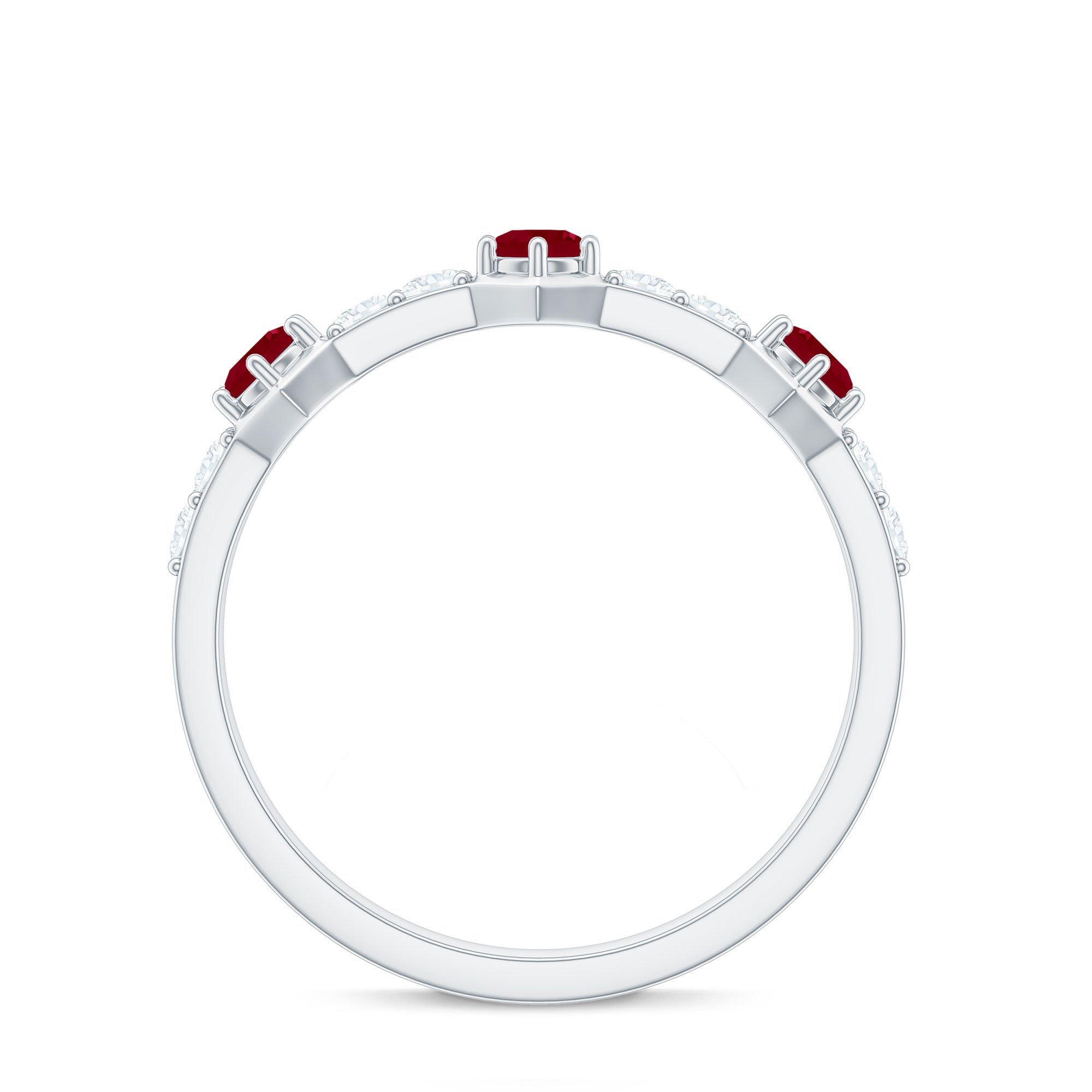 Rosec Jewels-Natural Ruby Diamond Half Eternity Ring for Women