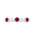 Rosec Jewels-Natural Ruby Diamond Half Eternity Ring for Women