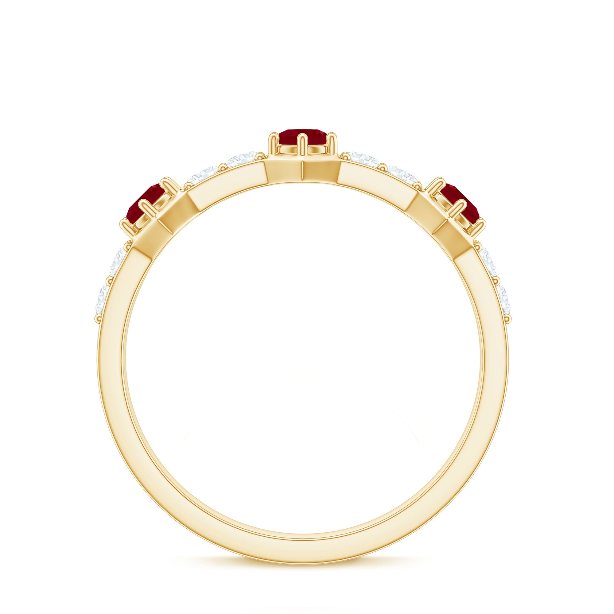 Rosec Jewels-Natural Ruby Diamond Half Eternity Ring for Women