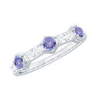 Rosec Jewels-Natural Tanzanite and Diamond Half Eternity Ring for Women