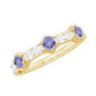 Rosec Jewels-Natural Tanzanite and Diamond Half Eternity Ring for Women