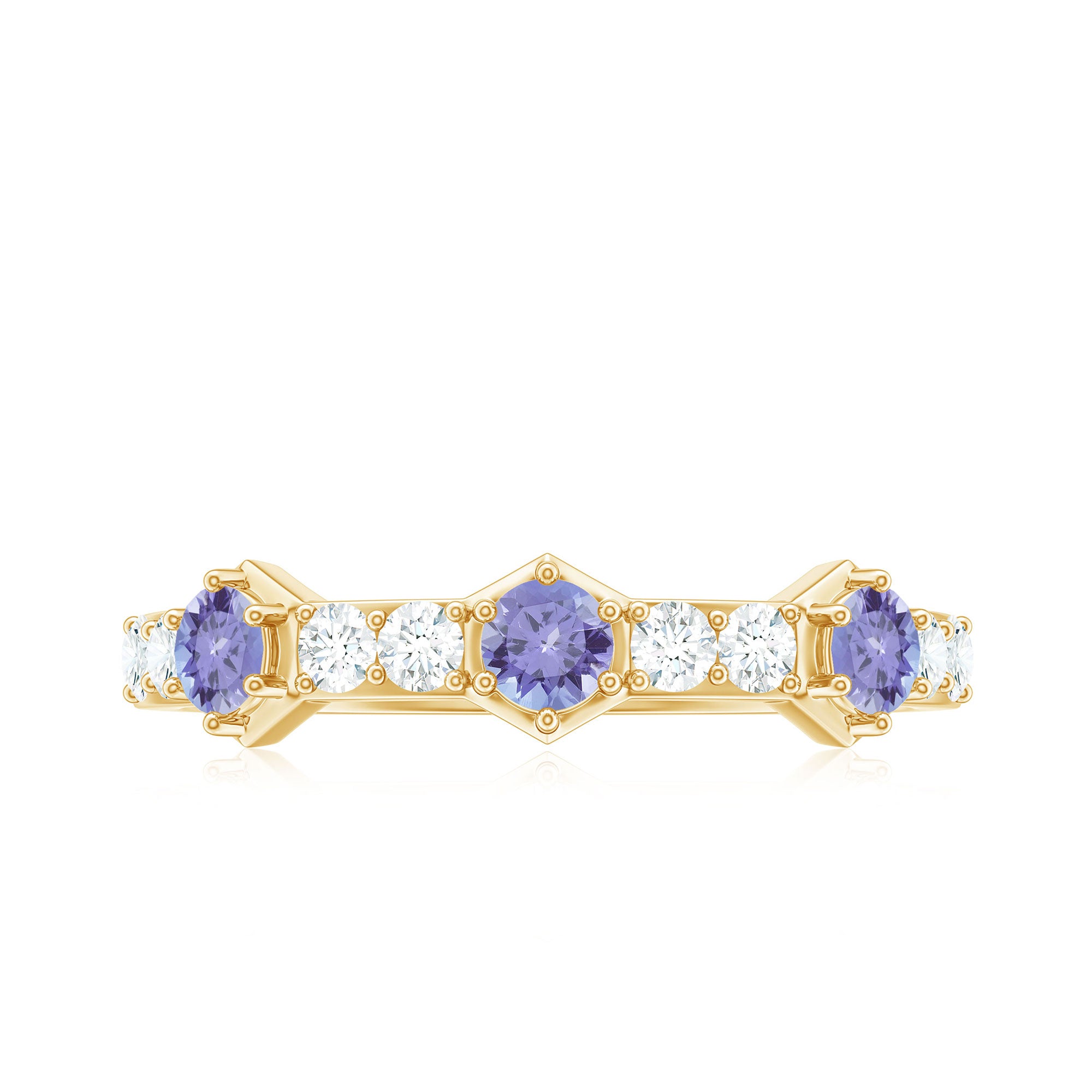 Rosec Jewels-Natural Tanzanite and Diamond Half Eternity Ring for Women