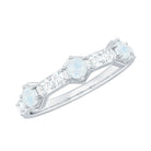 Moonstone and Diamond Minimal Half Eternity Ring AAA - Rosec Jewels