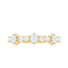Moonstone and Diamond Minimal Half Eternity Ring AAA - Rosec Jewels